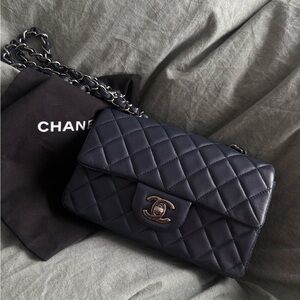 Chanel Classic Navy Lambskin Mini Flap Bag